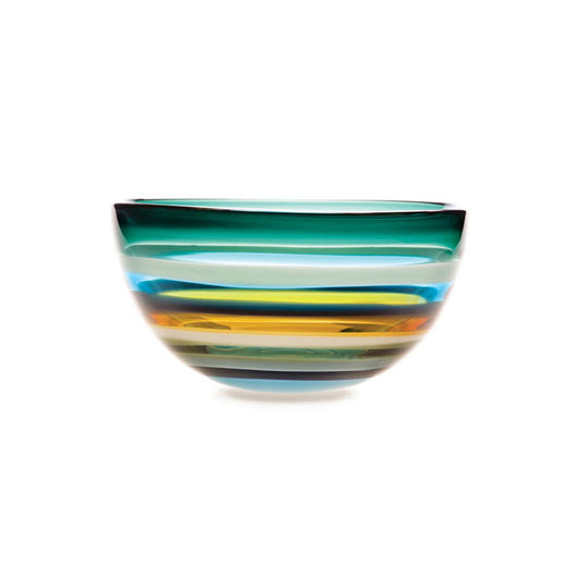 Ten Banded Aqua Low Bowl